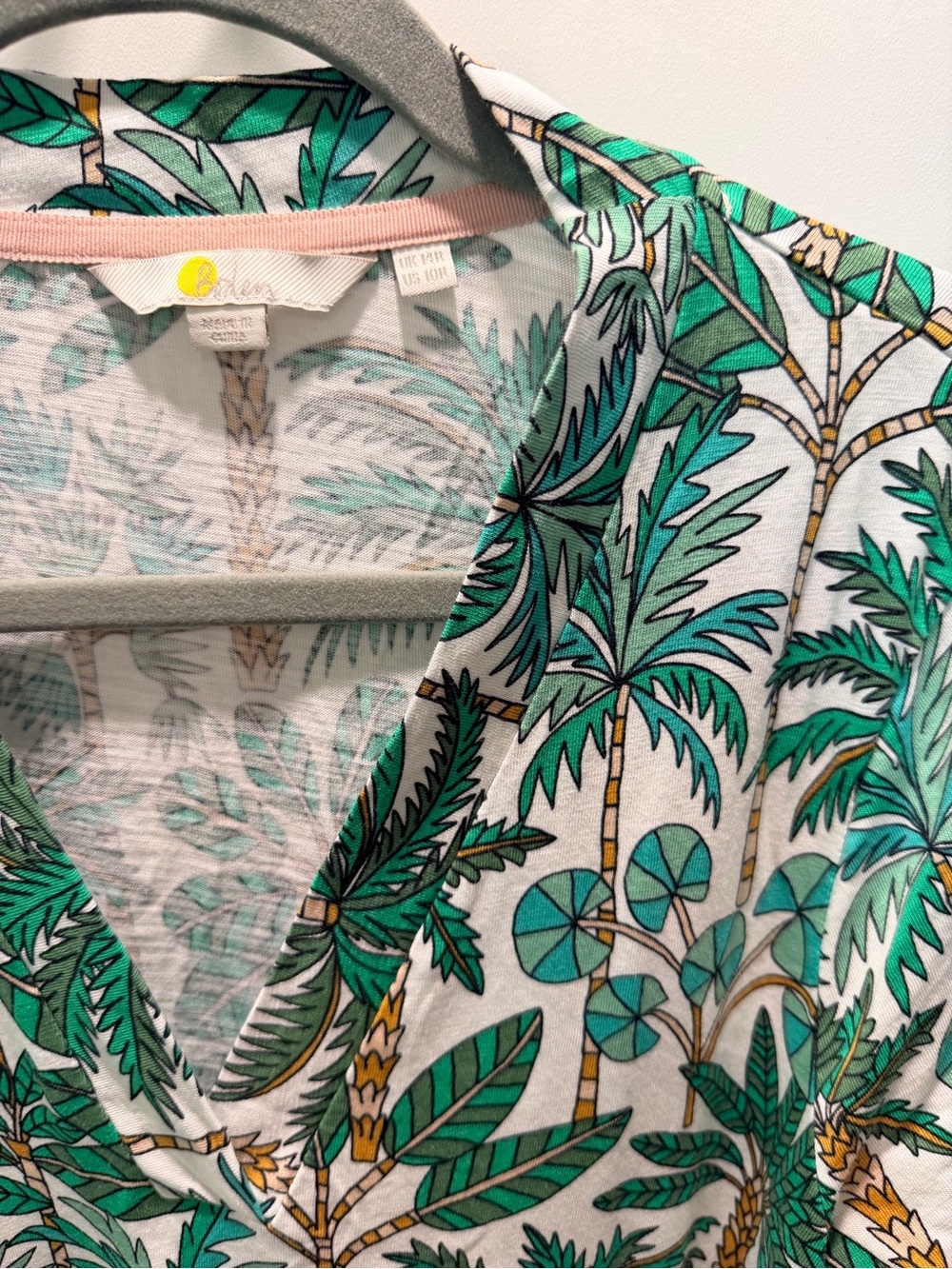 Boden Green and White Palm-Print Wrap Midi Dress - Picture 2 of 4